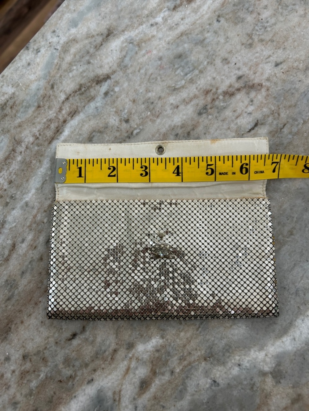 Vintage Whiting & Davis Silver Mesh Evening Bag Silver w/cubic zirconia closure - Picture 16 of 16